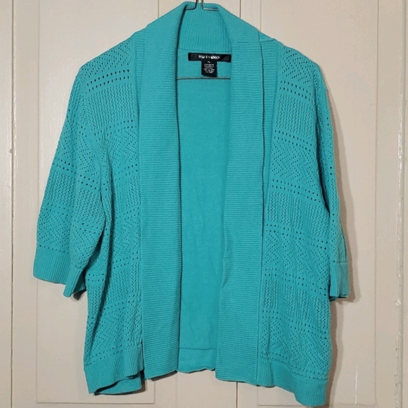 89th & Madison Sweaters - 89th & Madison Aqua Shrug Cardigan Open Front